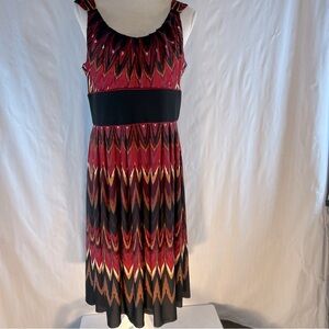 Dress Barn Dress Black & Red Jersey Sleeveless Empire Waist Round Neck 14